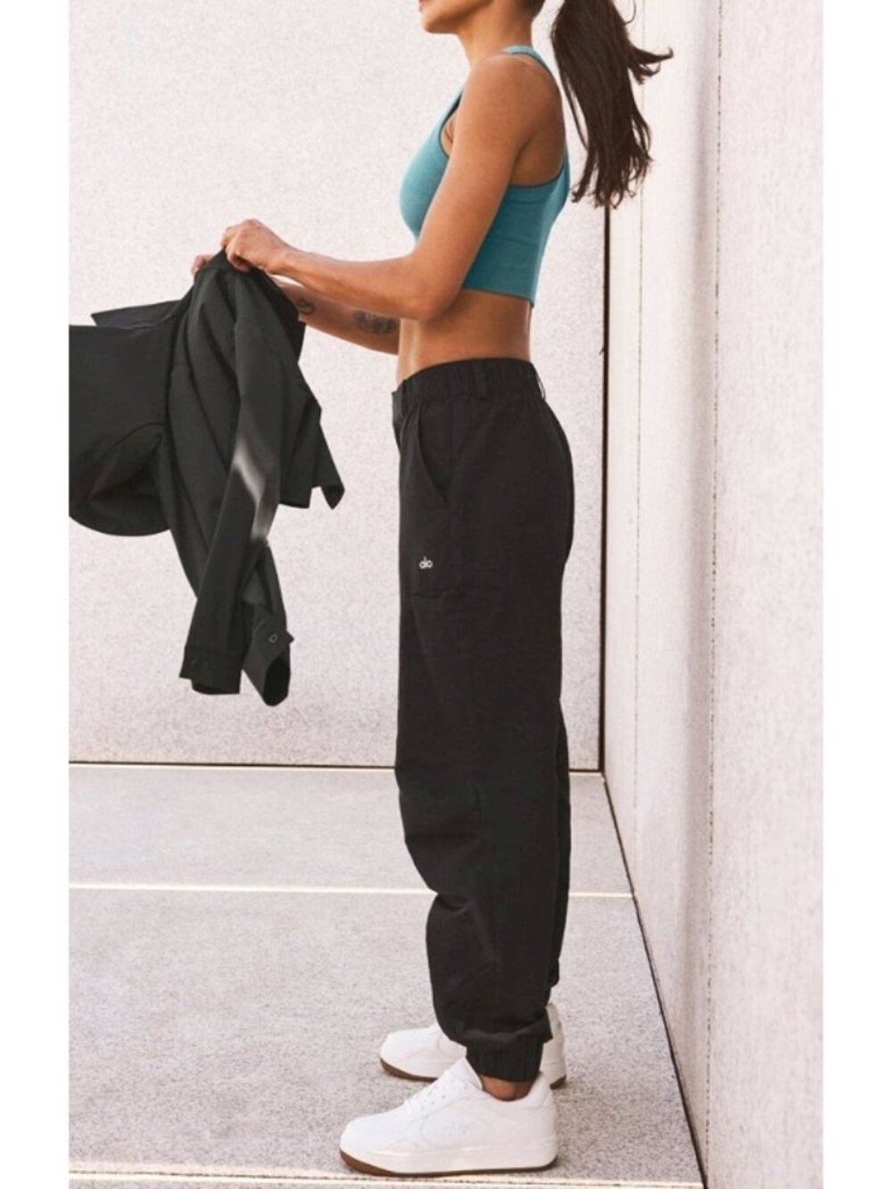 Alo High-Waist Break Line Joggers Black Hi-Rise Waisted Hiking Outdoor Traveling - Picture 6 of 9